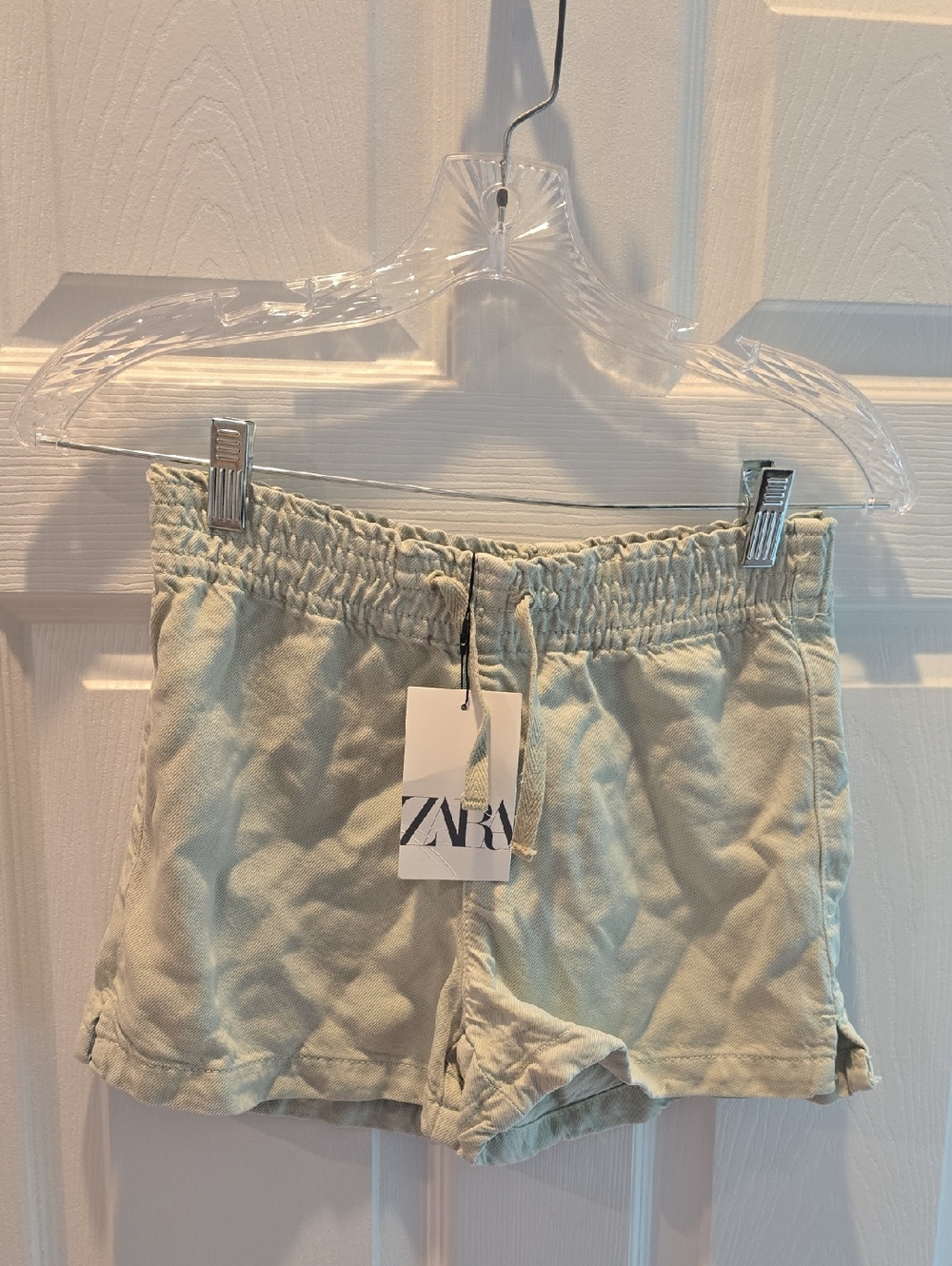 Zara Light Sage Drawstring Waist Shorts